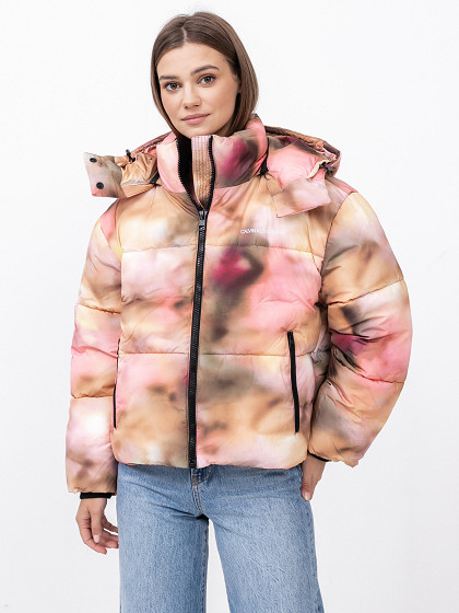 CALVIN KLEIN Зимняя женская куртка, Oversized Blurred Print Puffer