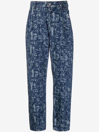 KARL LAGERFELD Naiste laia säärega teksad, PRINTED RELAXED DENIM