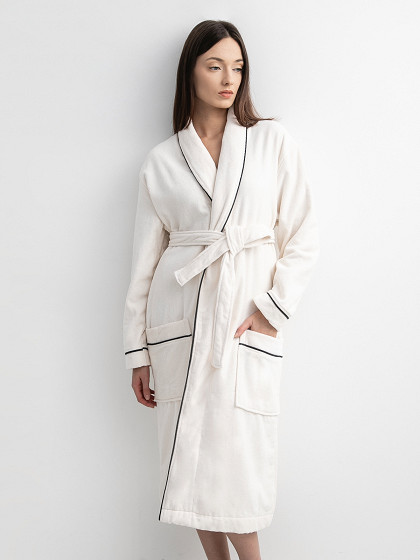L'ARTE MILANO Veluurist rätikukaelusega hommikumantel