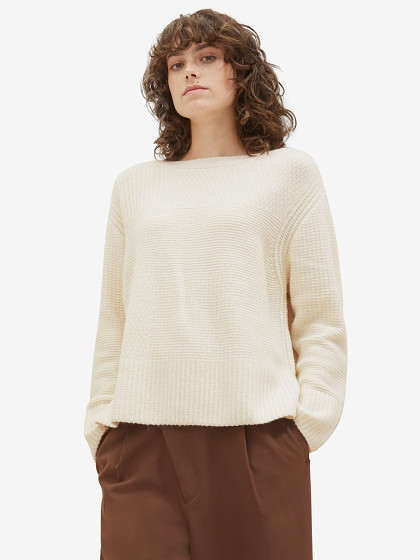 TOM TAILOR Naiste kampsun, KNITTED SWEATER WITH A SUBMARINE NECKLINE