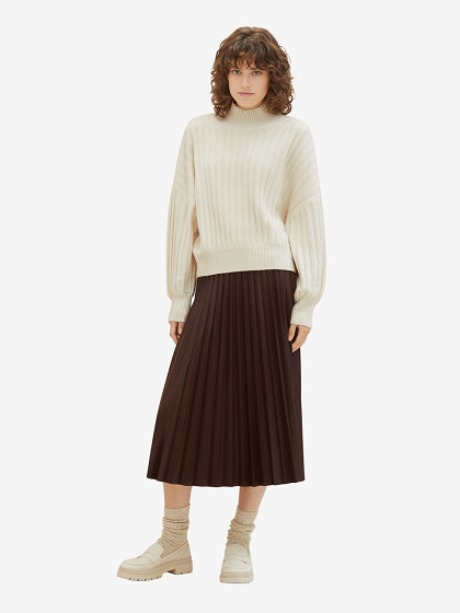 TOM TAILOR Naiste kampsun, KNITTED SWEATER IN A RIBBED TEXTURE