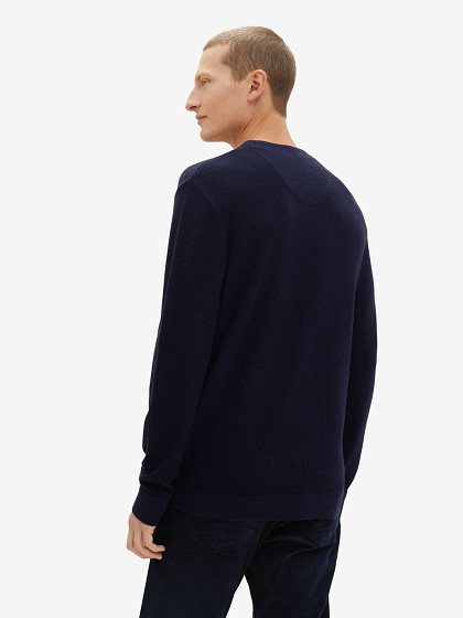 TOM TAILOR Meeste kampsun, KNITTED SWEATER WITH TEXTURE