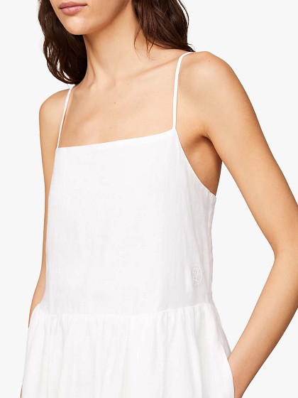 TOMMY HILFIGER Naiste suvine kleit linasest riidest, LINEN MIDI SLIP DRESS