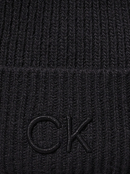 CALVIN KLEIN Naiste müts villa ja kašmiiriga; CK EMBROIDERY FINE RIB BEANIE