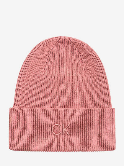 CALVIN KLEIN Женская шапка с шерстью и кашемиром; CK EMBROIDERY FINE RIB BEANIE