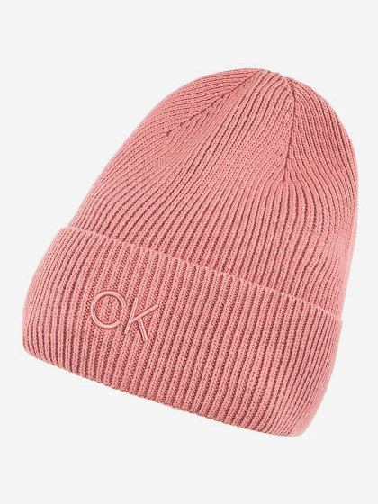 CALVIN KLEIN Женская шапка с шерстью и кашемиром; CK EMBROIDERY FINE RIB BEANIE