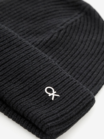 CALVIN KLEIN Müts villa ja kašmiiriga, CK METAL CHUNKY RIB BEANIE