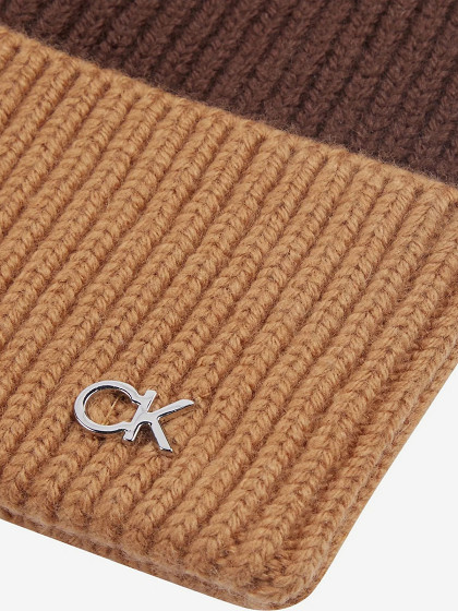 CALVIN KLEIN Шапка из шерсти и кашемира, CK METAL TWO-TONE CHUNKY BEANIE