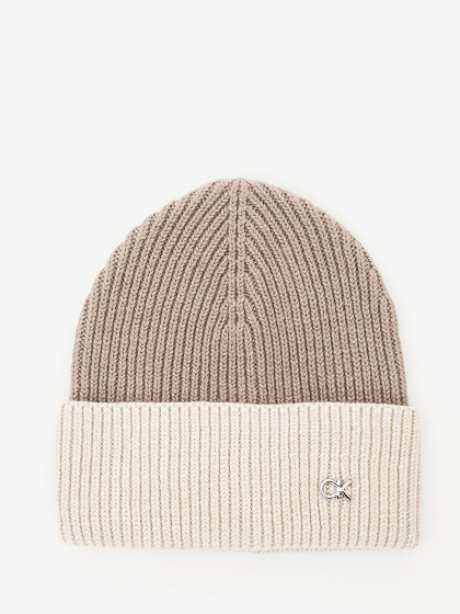 CALVIN KLEIN Шапка из шерсти и кашемира, CK METAL TWO-TONE CHUNKY BEANIE