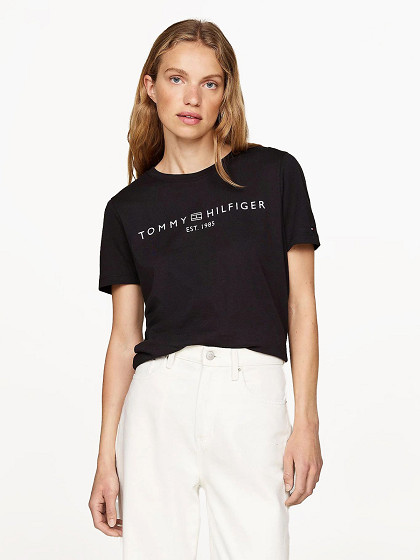 TOMMY HILFIGER Naiste lühikeste varrukatega särk, REG CORP LOGO C-NK SS