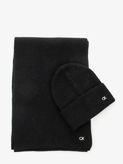 CALVIN KLEIN Müts ja sall villast ja kašmiirist, CK METAL CHUNKY BEANIE & SCARF