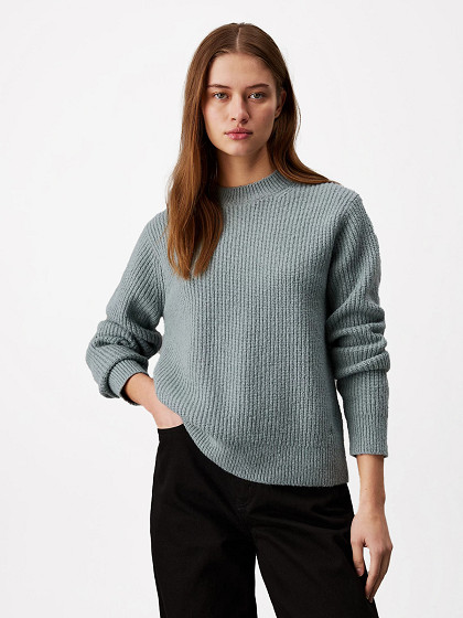 CALVIN KLEIN Naiste kampsun villaga, BOUCLE RIB C-NK RELAXED SWEATER