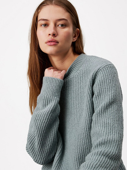 CALVIN KLEIN Naiste kampsun villaga, BOUCLE RIB C-NK RELAXED SWEATER